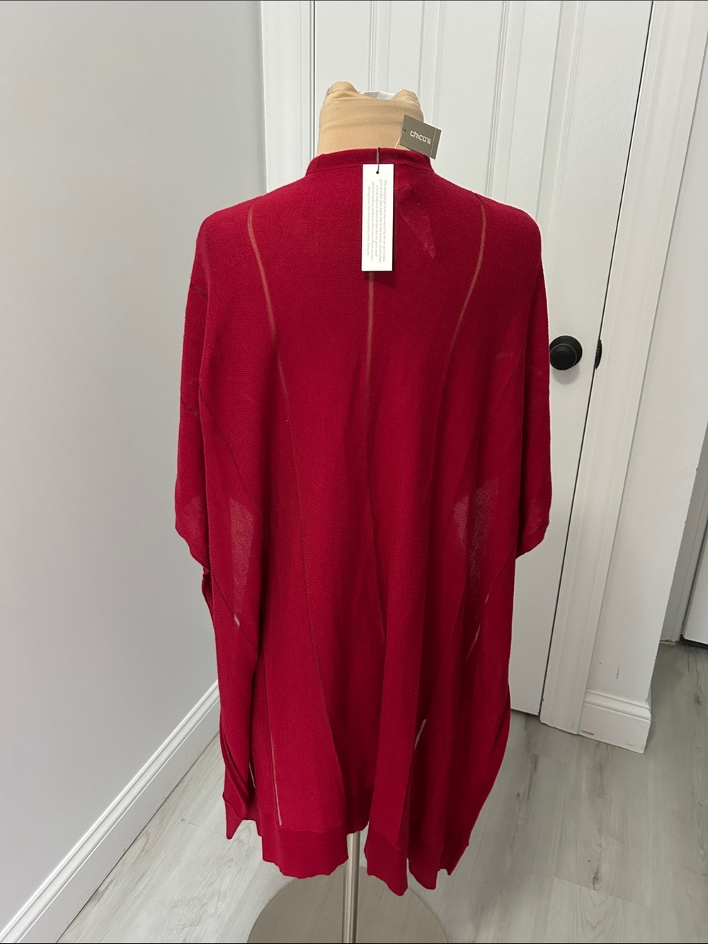 Chicos’s Shadow Stripe Ruana Renaissance Red - Picture 2 of 9
